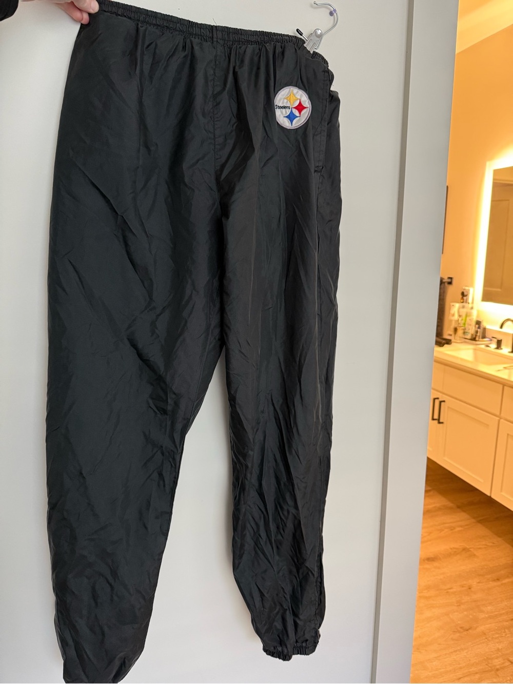 Retro Steelers Black Windbreaker Pants